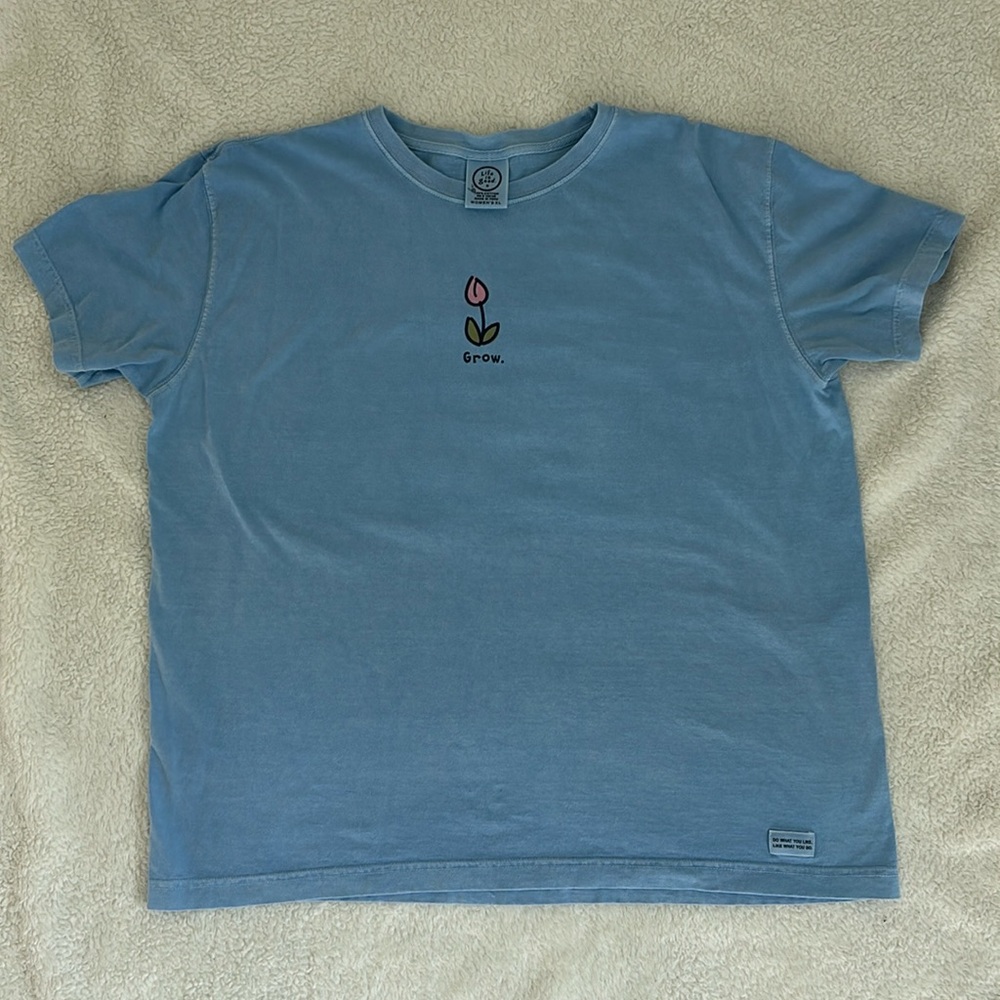 Life Is Good Tee Shirt XL Blue Tee Shirt - Rose “Grow”